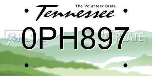 0PH897 Tennessee License Plate