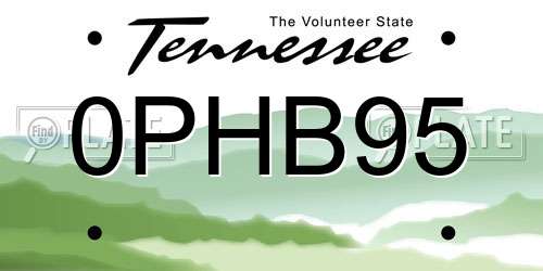 0PHB95 Tennessee License Plate