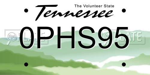 0PHS95 Tennessee License Plate