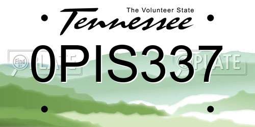0PIS337 Tennessee License Plate