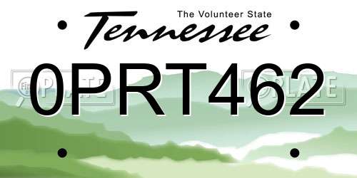 0PRT462 Tennessee License Plate