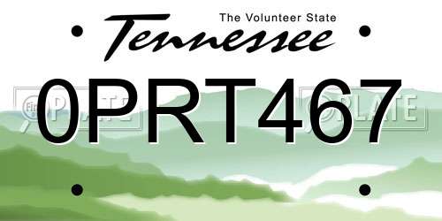 0PRT467 Tennessee License Plate