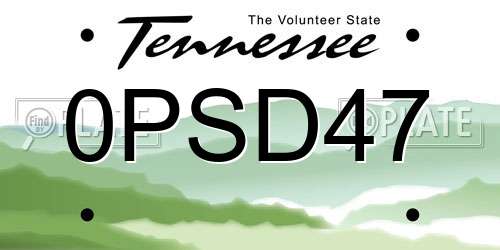 0PSD47 Tennessee License Plate