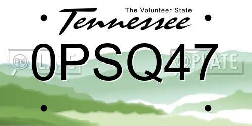0PSQ47 Tennessee License Plate