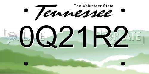 0Q21R2 Tennessee License Plate