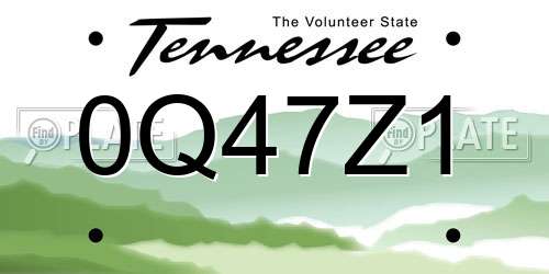 0Q47Z1 Tennessee License Plate