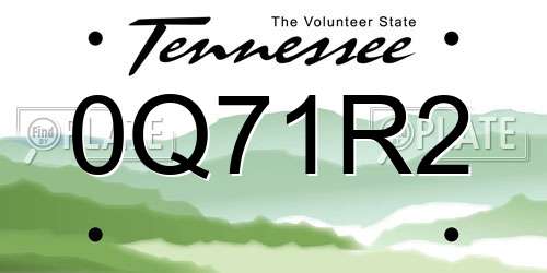 0Q71R2 Tennessee License Plate