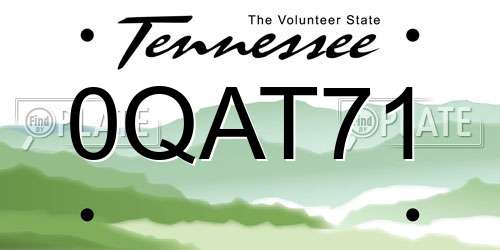 0QAT71 Tennessee License Plate