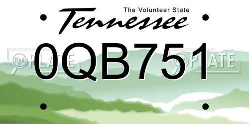 0QB751 Tennessee License Plate