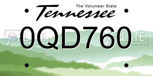 0QD760 Tennessee License Plate
