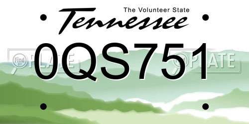 0QS751 Tennessee License Plate