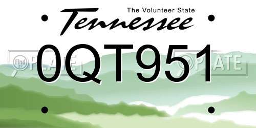 0QT951 Tennessee License Plate