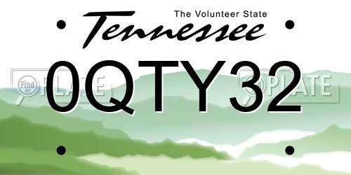 0QTY32 Tennessee License Plate