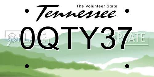 0QTY37 Tennessee License Plate