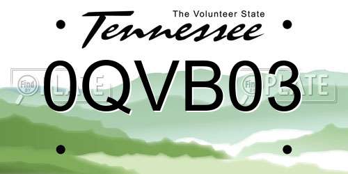 0QVB03 Tennessee License Plate