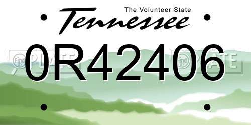 0R42406 Tennessee License Plate