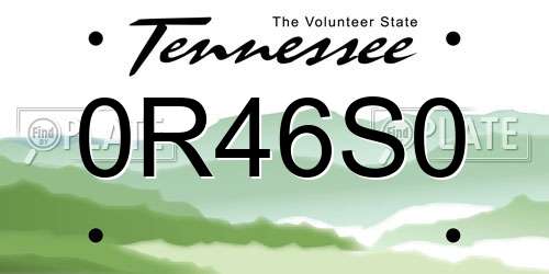 0R46S0 Tennessee License Plate