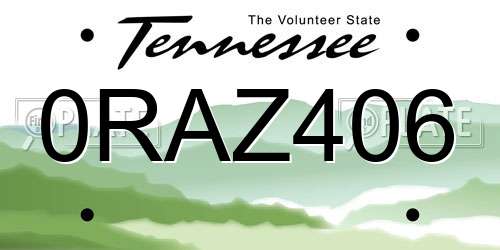 0RAZ406 Tennessee License Plate