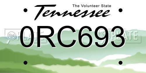 0RC693 Tennessee License Plate