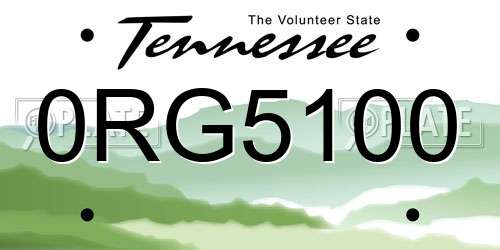 0RG5100 Tennessee License Plate