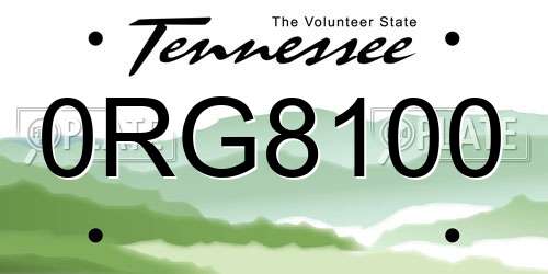 0RG8100 Tennessee License Plate