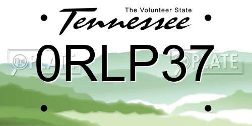 0RLP37 Tennessee License Plate