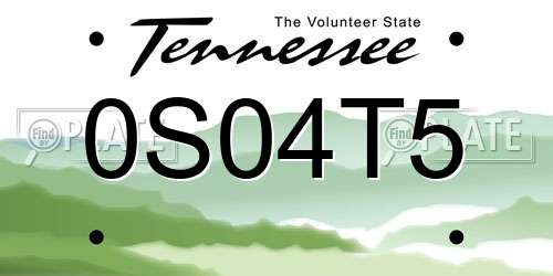 0S04T5 Tennessee License Plate
