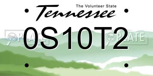 0S10T2 Tennessee License Plate