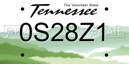 0S28Z1 Tennessee License Plate