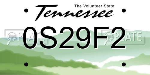 0S29F2 Tennessee License Plate
