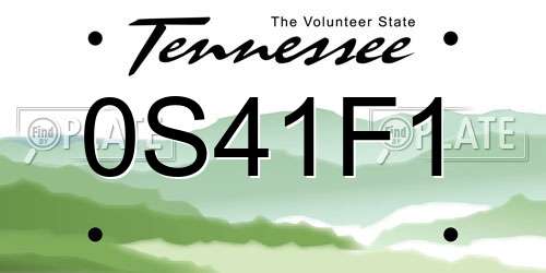 0S41F1 Tennessee License Plate