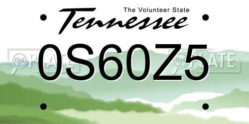 0S60Z5 Tennessee License Plate