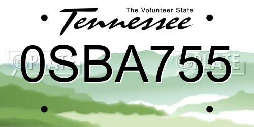 0SBA755 Tennessee License Plate