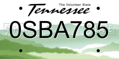 0SBA785 Tennessee License Plate