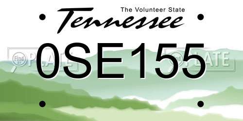 0SE155 Tennessee License Plate