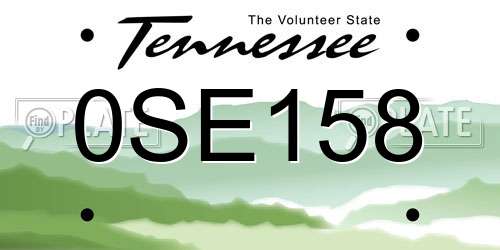 0SE158 Tennessee License Plate