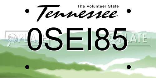 0SEI85 Tennessee License Plate