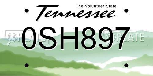 0SH897 Tennessee License Plate