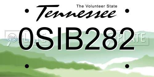0SIB282 Tennessee License Plate