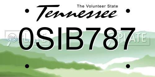 0SIB787 Tennessee License Plate