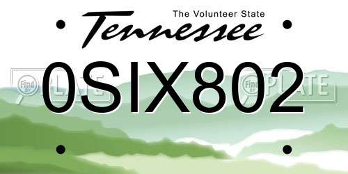 0SIX802 Tennessee License Plate