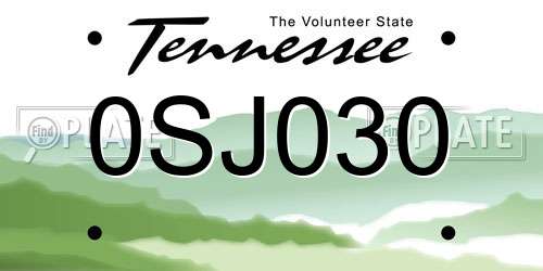 0SJ030 Tennessee License Plate