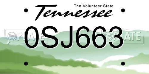 0SJ663 Tennessee License Plate