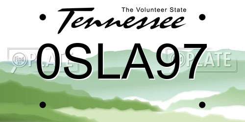 0SLA97 Tennessee License Plate