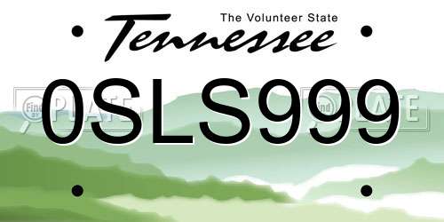 0SLS999 Tennessee License Plate