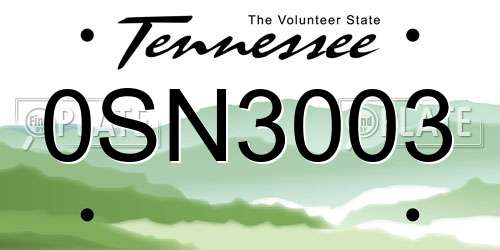 0SN3003 Tennessee License Plate