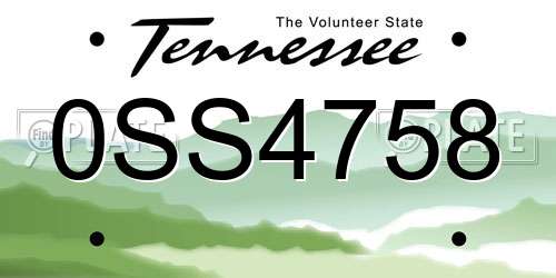 0SS4758 Tennessee License Plate