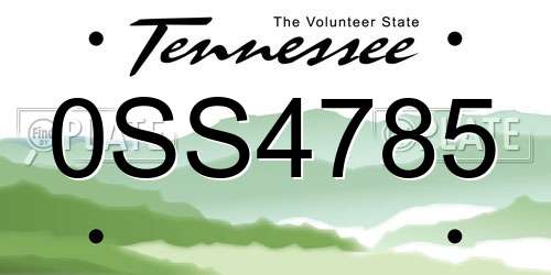0SS4785 Tennessee License Plate
