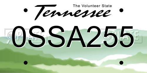0SSA255 Tennessee License Plate