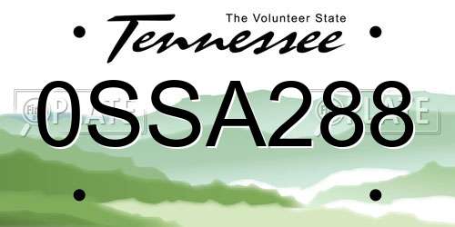 0SSA288 Tennessee License Plate